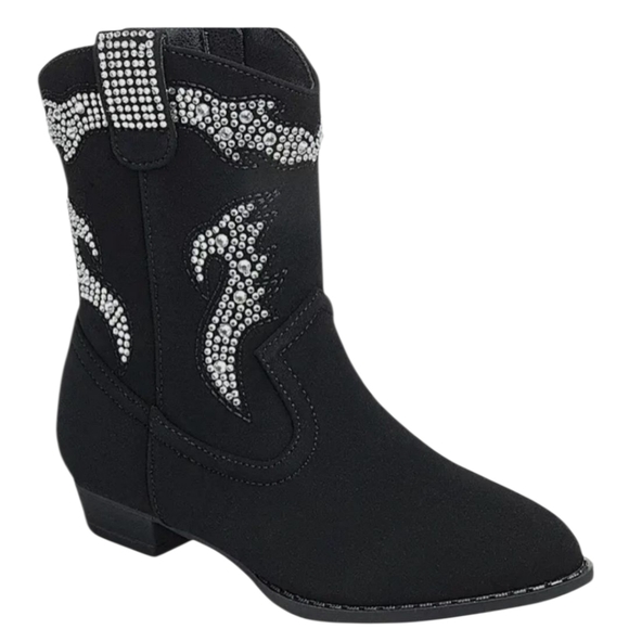 Forever Link Black Rhinestone Embellished Girls Western Boots Toddler size 4 NIB - Picture 3 of 6